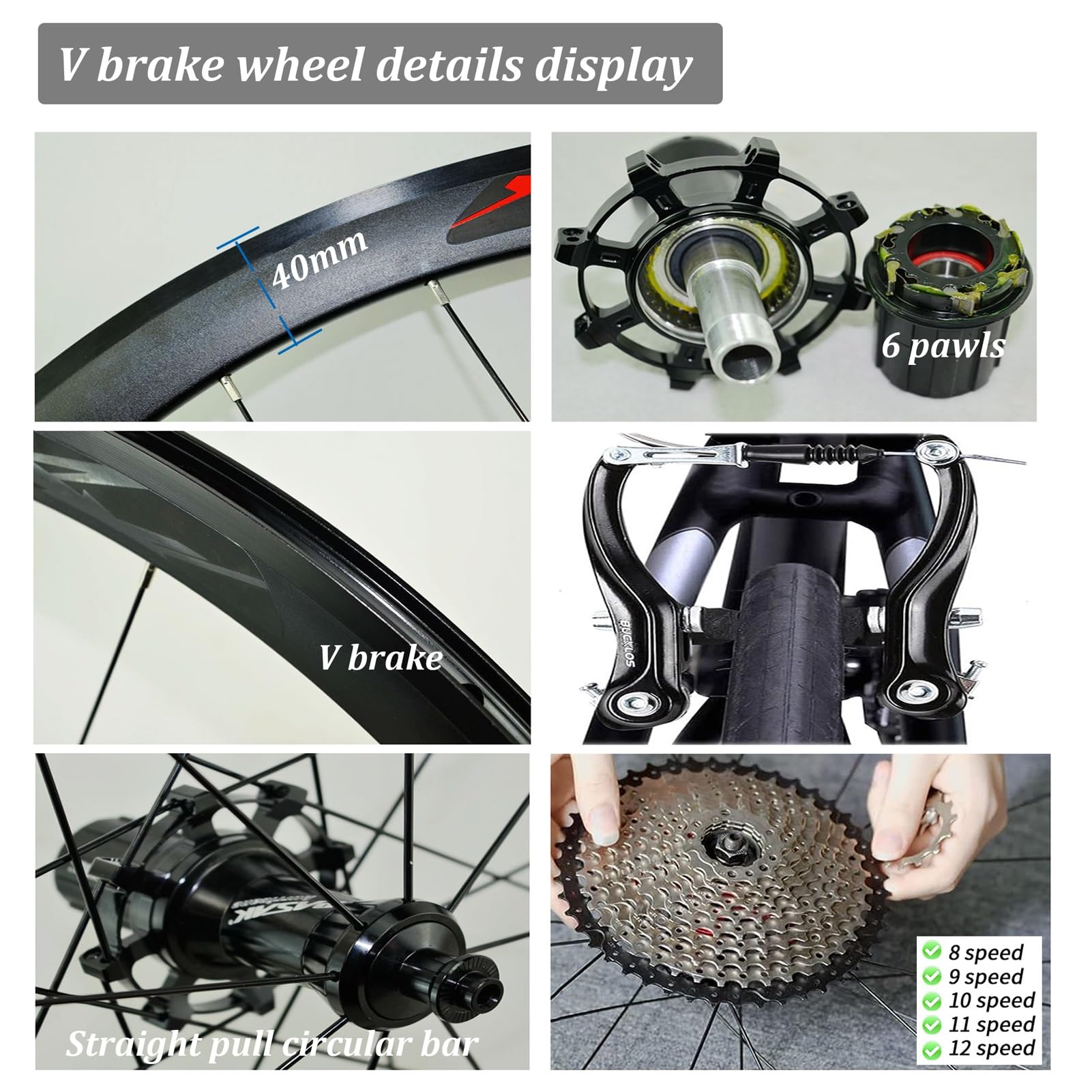 Amazon | 40mm ロードバイク用ホイールセット 700C アルミ合金製